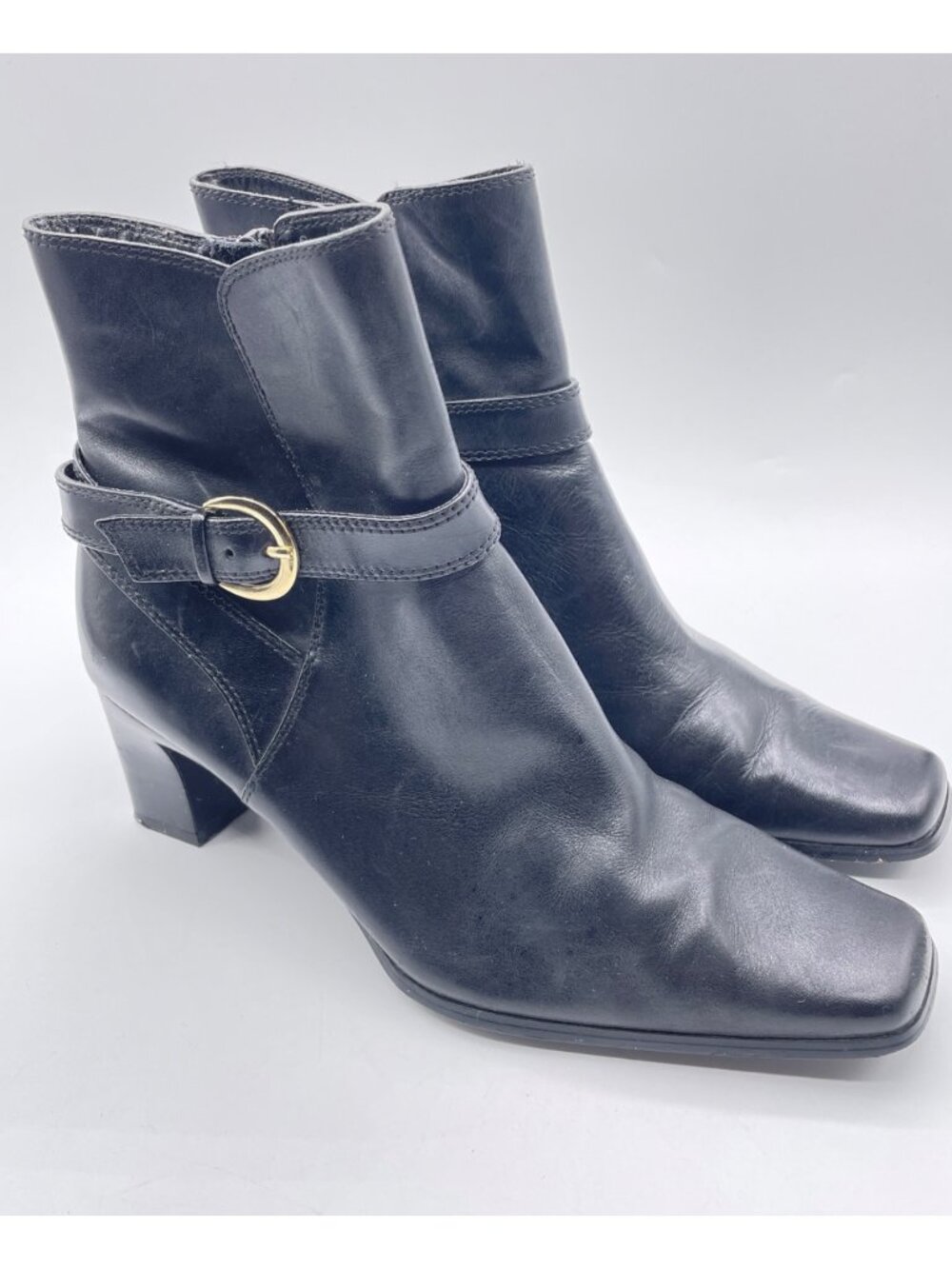 Vintage 90's Nine West Black Leather Ankle Boots Women Size 7.5